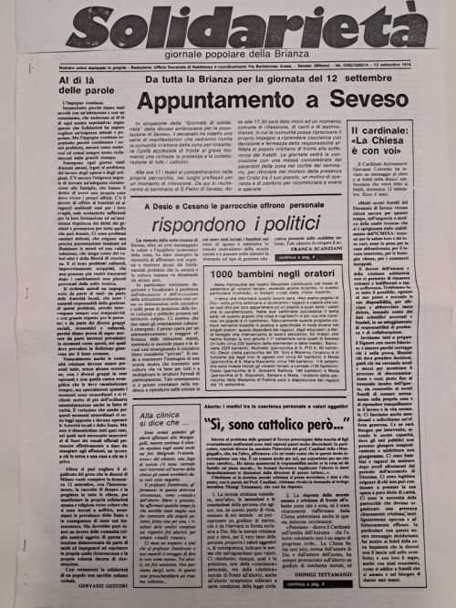 DIOSSINA SEVESO: Diossina Seveso - giornale solidarietà 12 settembre 1976