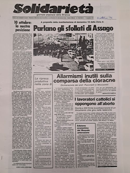 DIOSSINA SEVESO: Diossina Seveso - giornale solidarietà 24 ottobre 1976