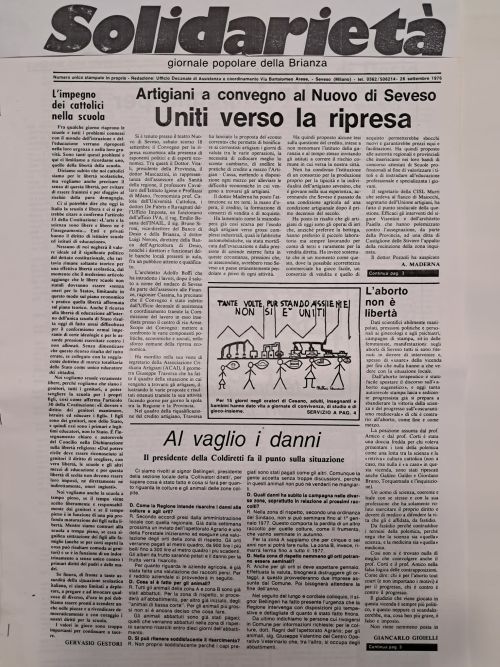 DIOSSINA SEVESO: Diossina Seveso - giornale solidarietà 26 settembre 1976