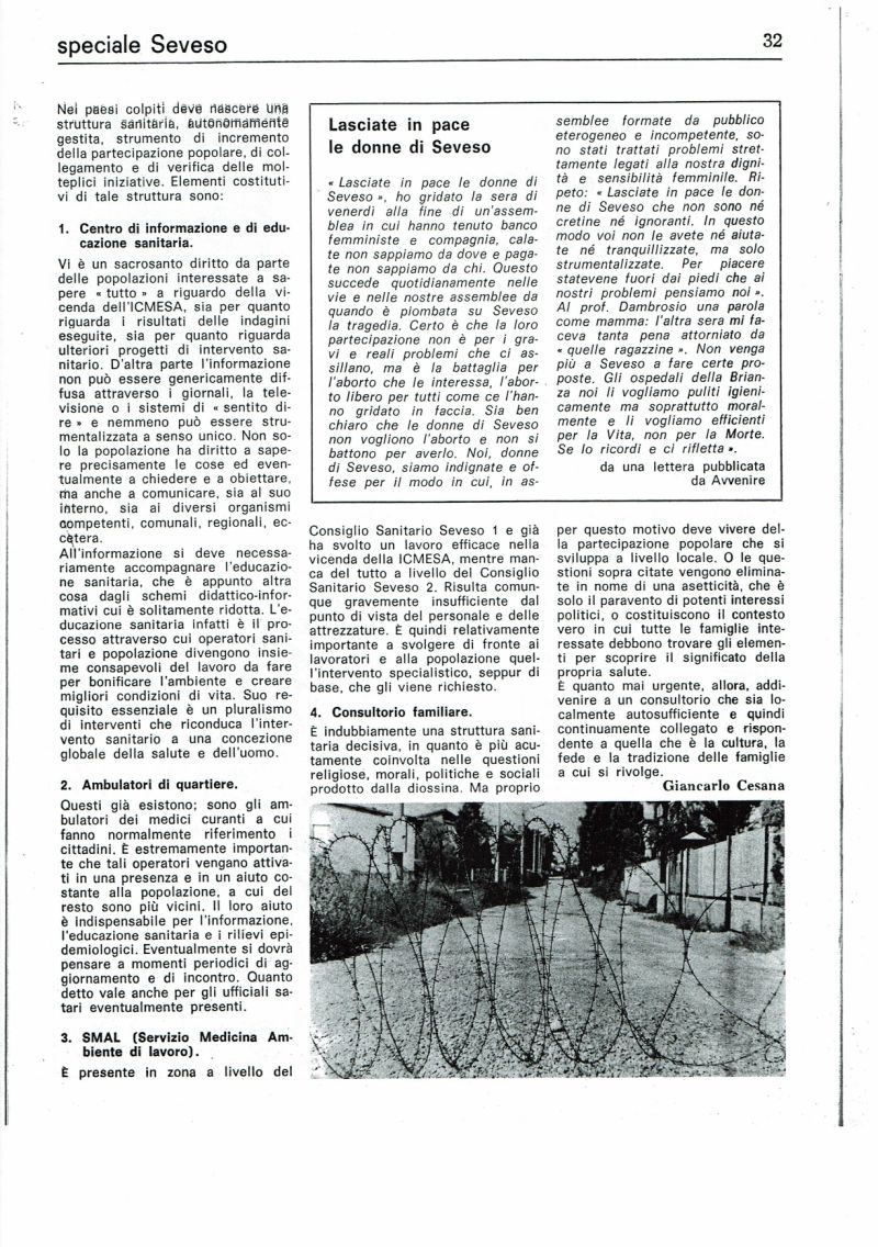 Diossina Seveso - Inserto di Tracce 1976