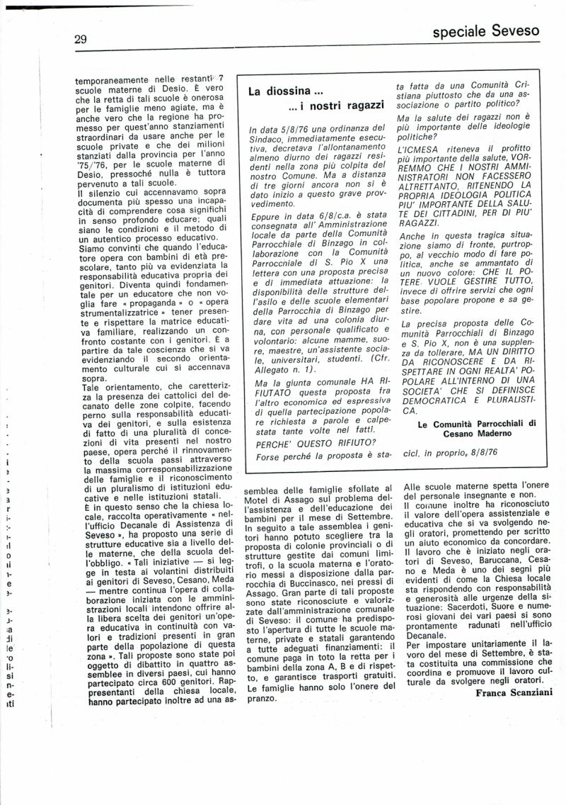 Diossina Seveso - Inserto di Tracce 1976