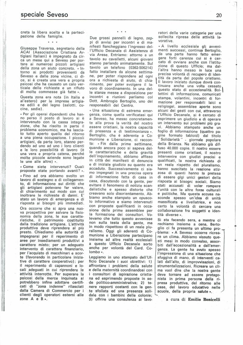 Diossina Seveso - Inserto di Tracce 1976
