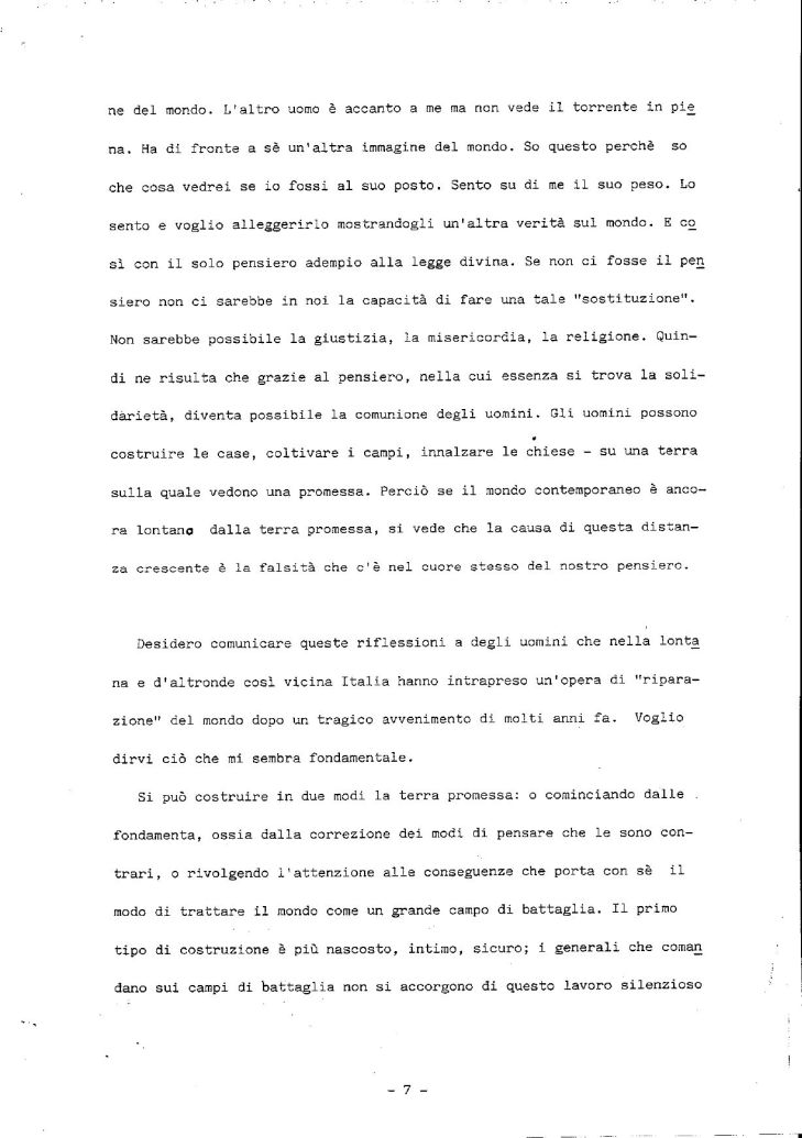 Diossina Seveso - Relazione del filosofo polacco Jozef Tischner