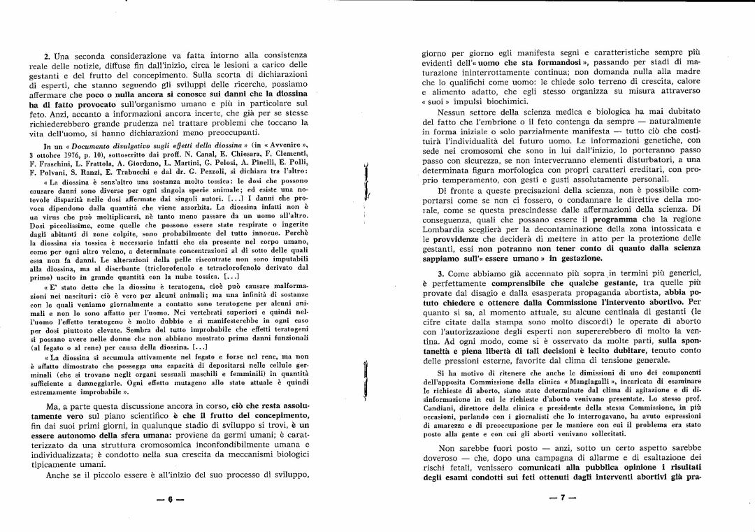 Diossina Seveso - Diossina Seveso - Giacomo Perico su Aggiornamenti Sociali I fatti di Seveso e il problema dell'aborto [10-1976]