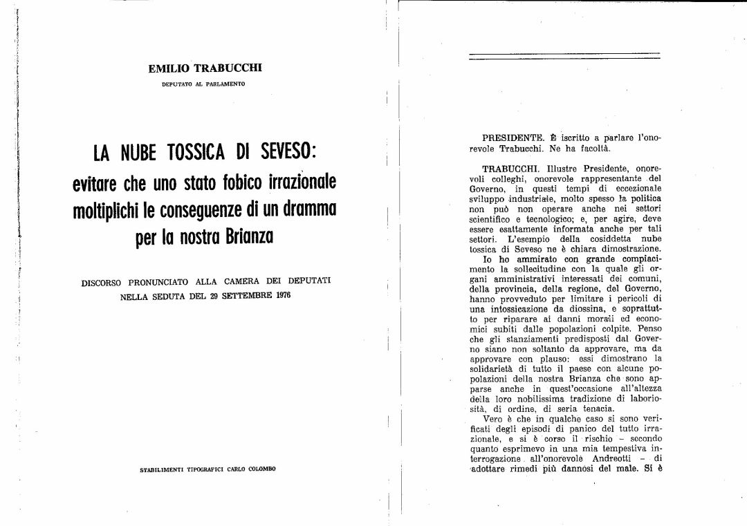 Diossina Seveso - Discorso Prof Trabucchi in Parlamento il 29-10-1976 Diossina Seveso - Discorso Prof Trabucchi in Parlamento il 29-10-1976