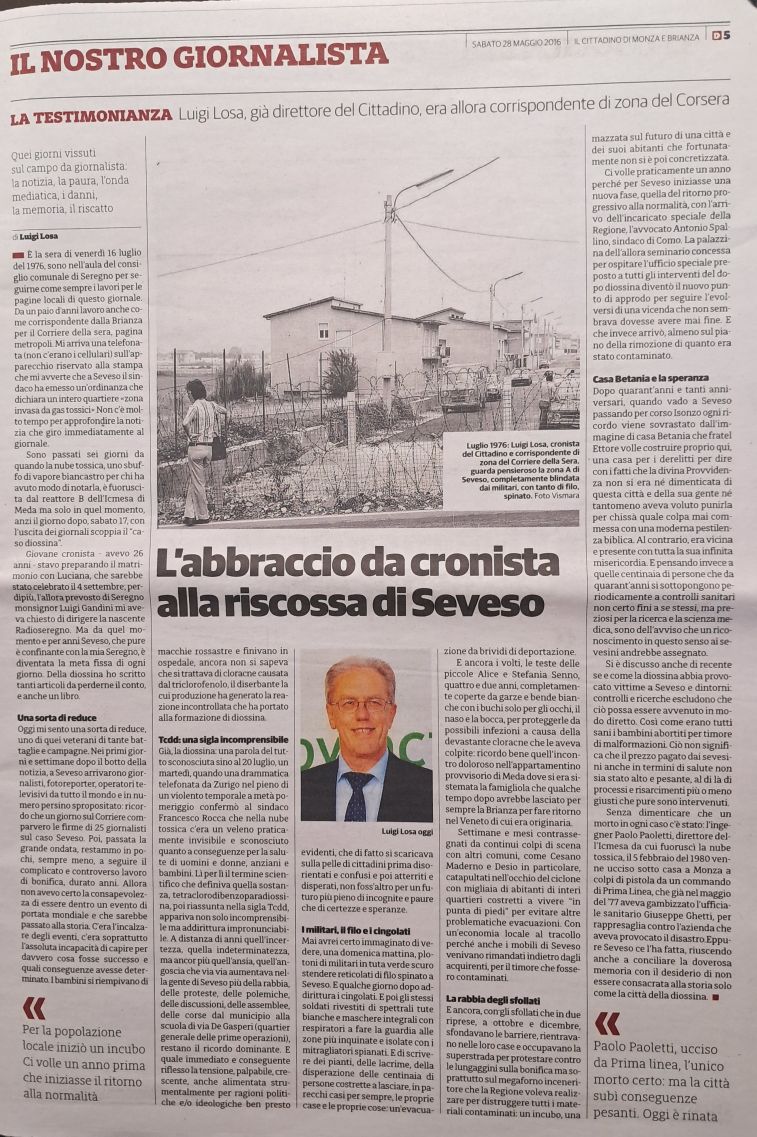 Diossina Seveso - Il Cittadino 29-05-2016 Diossina Seveso - Il Cittadino 29-05-2016