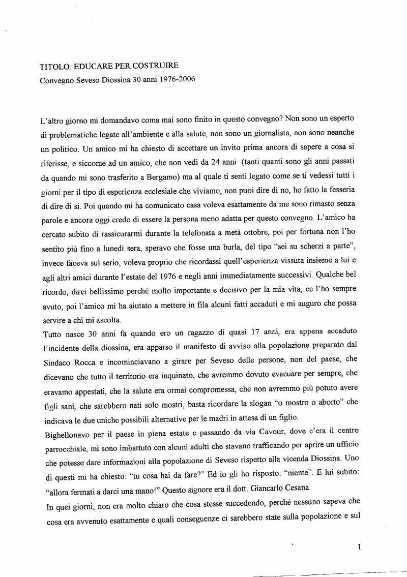 Mostra 30esimo Diossina Seveso - Intervento di Matteo Volpi in occasione del 30nnale Mostra 30esimo Diossina Seveso - Intervento di Matteo Volpi in occasione del 30nnale