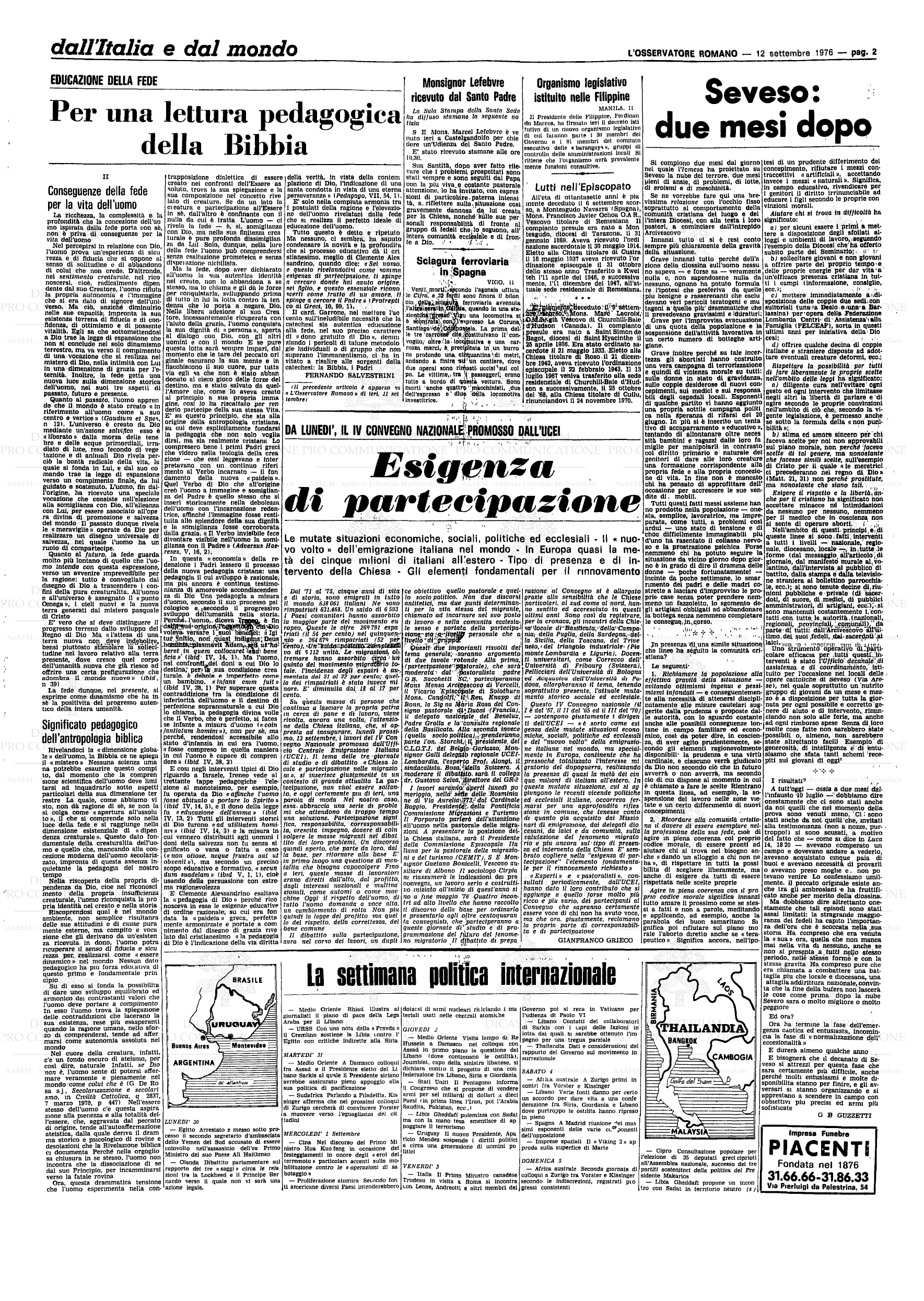 Diossina Seveso - L'Osservatore Romano a cura di mons. G.B. Guzzetti [12 09 2026]